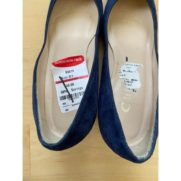 NEW La Canadienne Pointed Toe Suede Navy Blue Heel BNWT Spain - Picture 4 of 6